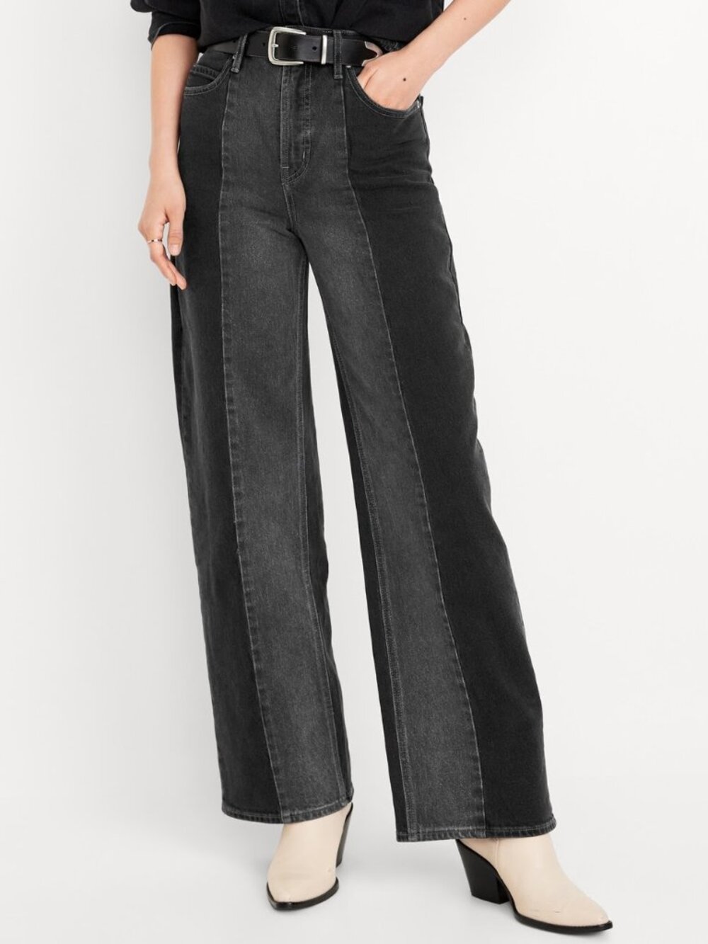 Old Navy Extra High-Waisted Sky-Hi Wide-Leg Jeans - Black Wash Size 18P